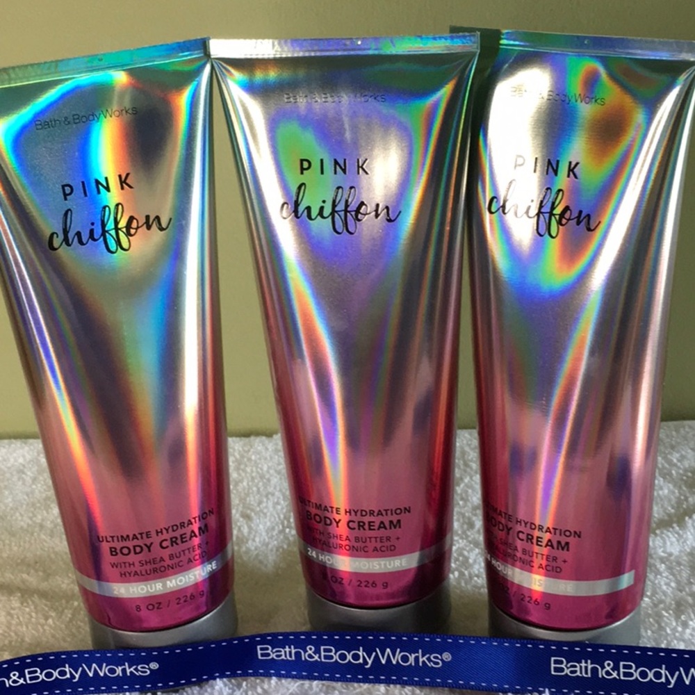 🌟NEW🌟 Bath & Body Works BBW Pink Chiffon body cream 3 piece gift set